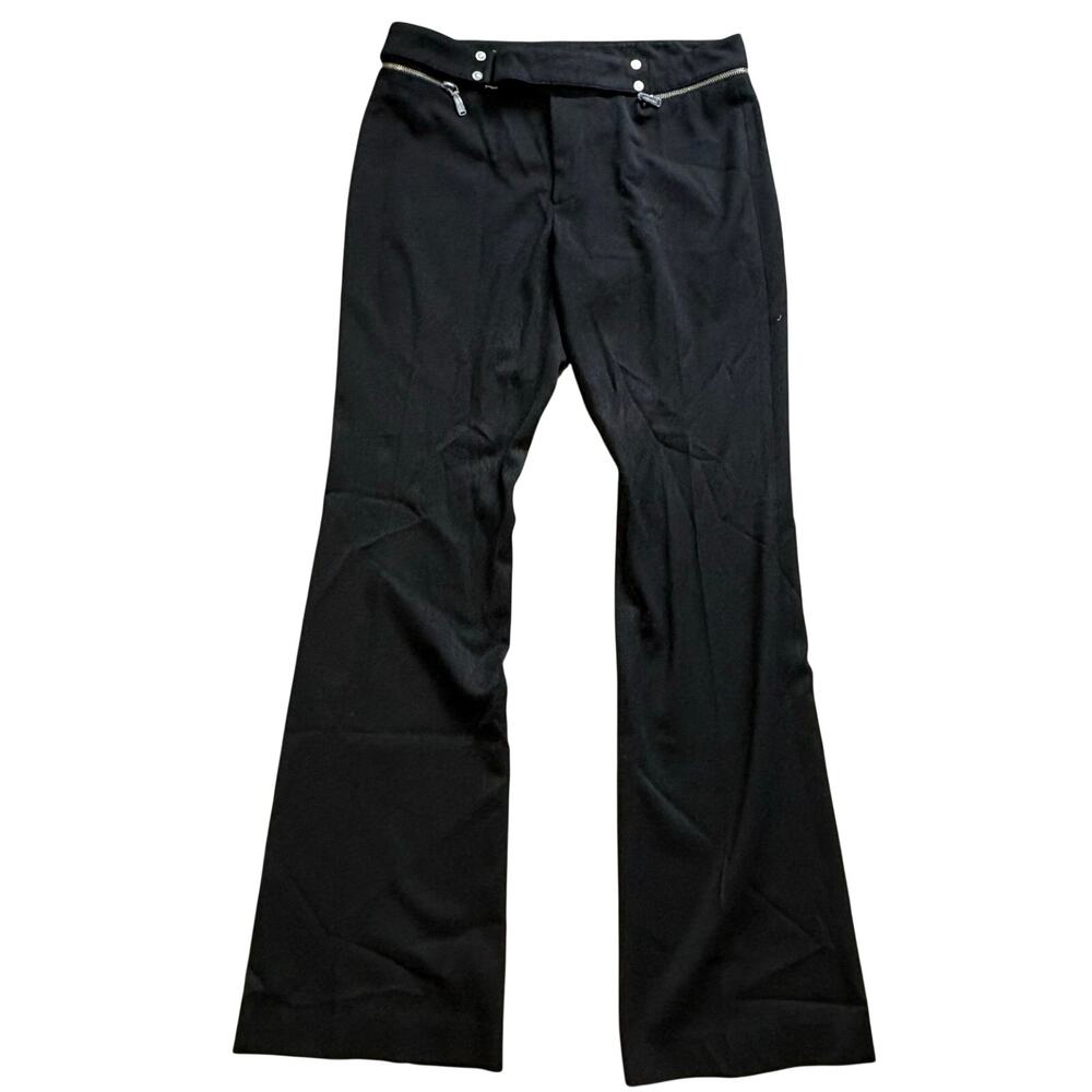 Vintage Vertigo Paris Women’s Low Rise Black Belted Zipper Wide Leg‎ Size 8 Y2K